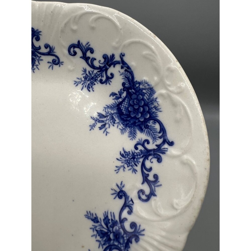 Antique Upper Hanley Platter Martha Blue Floral Porcelain Serving Dish 9x13 - Picture 10 of 12